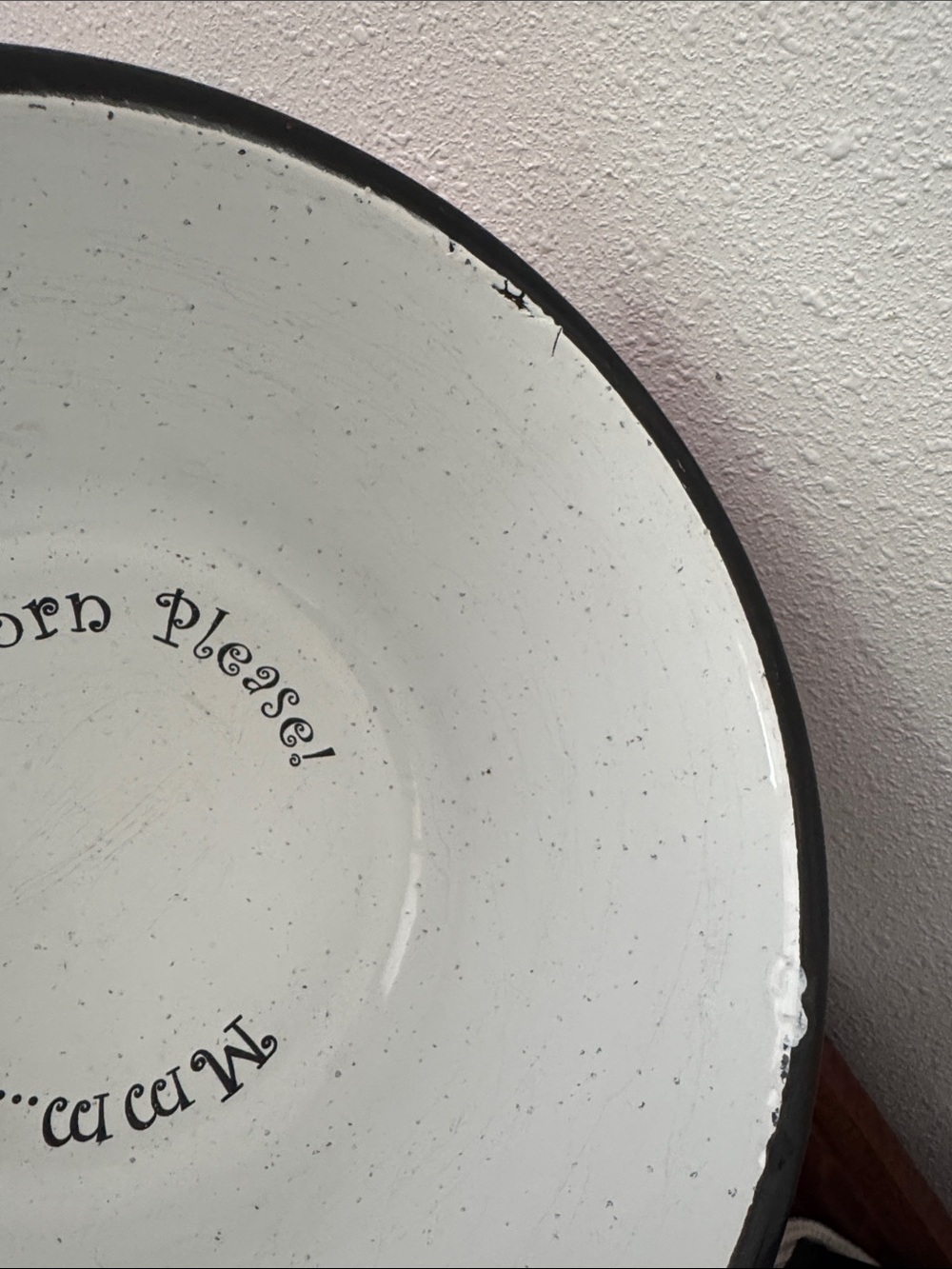 Retro Country Farmhouse Red Enamelware Popcorn Serving Bowl Black & White Detail - Picture 5 of 9